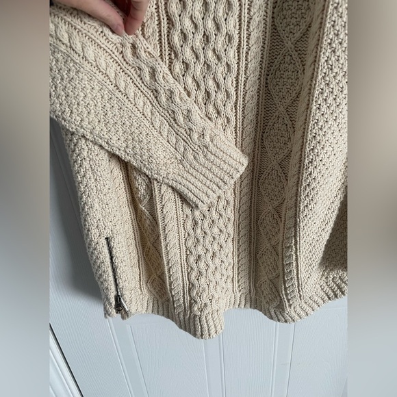 LL Bean Signature XL Cotton Fisherman Cable Knit Tunic Sweater Beige NWT - Picture 7 of 14